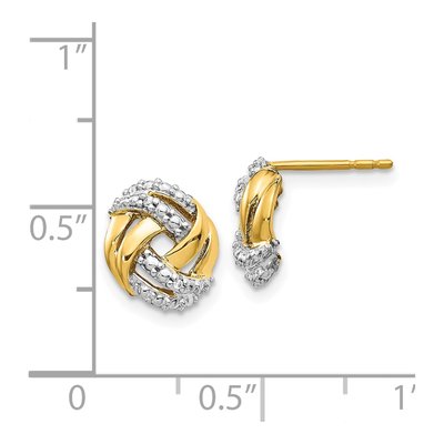 14K Yellow Gold 0.8mm Round Diamond Love Knot Stud Earrings – view 4