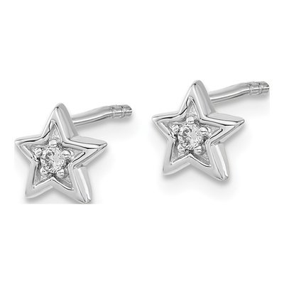 14K White Gold 1/20 ct tw 1.8mm Round Diamond Star Stud Earrings – view 3