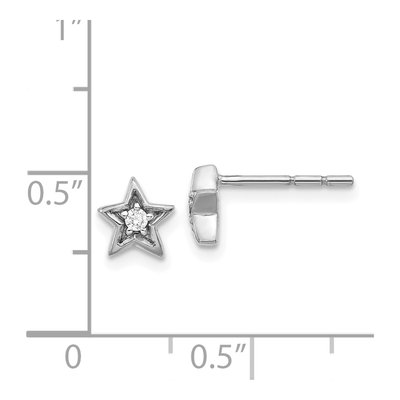 14K White Gold 1/20 ct tw 1.8mm Round Diamond Star Stud Earrings – view 5
