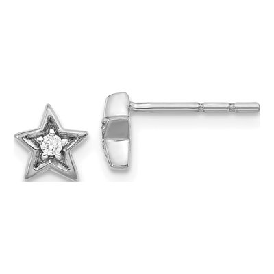14K White Gold 1/20 ct tw 1.8mm Round Diamond Star Stud Earrings