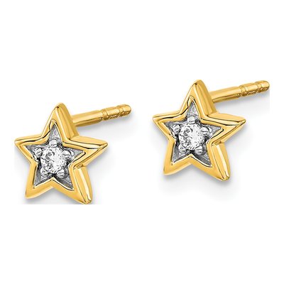 14K Yellow Gold 1/20 ct tw 1.8mm Round Diamond Star Stud Earrings – view 3