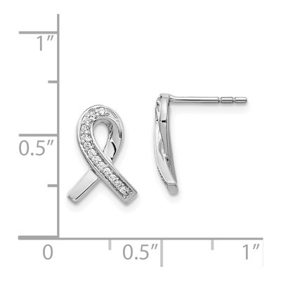 14K White Gold 1/10 ct tw 0.9mm Round Diamond Awareness Ribbon Stud Earrings – view 4