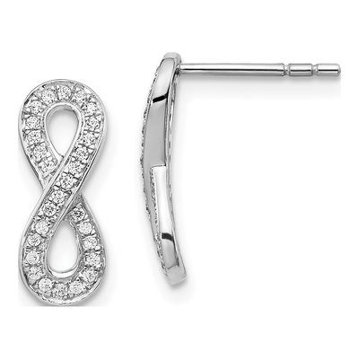14K White Gold 1/6 ct tw Diamond Infinity Dangle Earrings