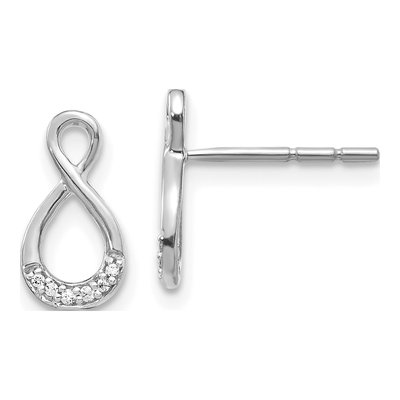 14K White Gold Diamond Twisted Infinity Dangle Earrings