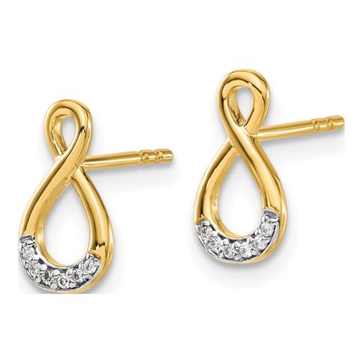 14K Yellow Gold Diamond Twisted Infinity Dangle Earrings – view 2