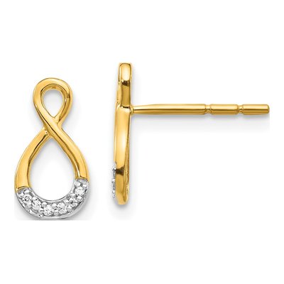14K Yellow Gold Diamond Twisted Infinity Dangle Earrings
