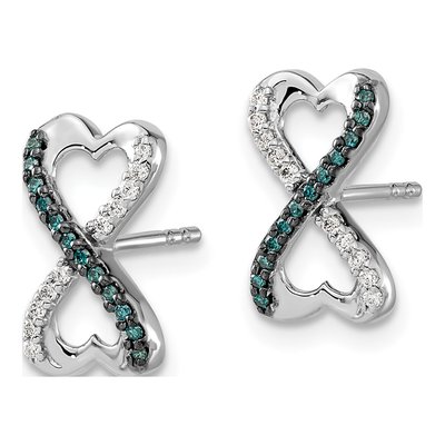 14K White Gold 1/6 ct tw Diamond Heart Dangle Earrings – view 2