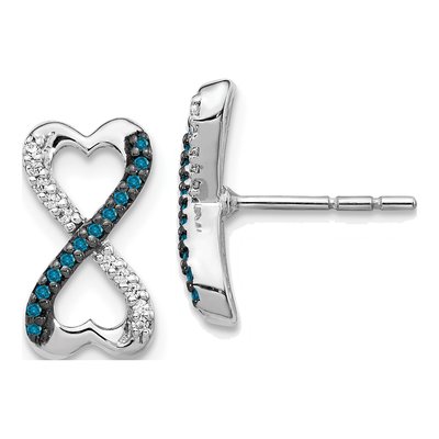 14K White Gold 1/6 ct tw Diamond Heart Dangle Earrings