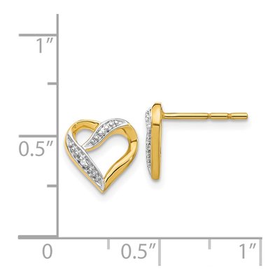 14K Yellow Gold 0.8mm Round Diamond Heart Stud Earrings – view 5