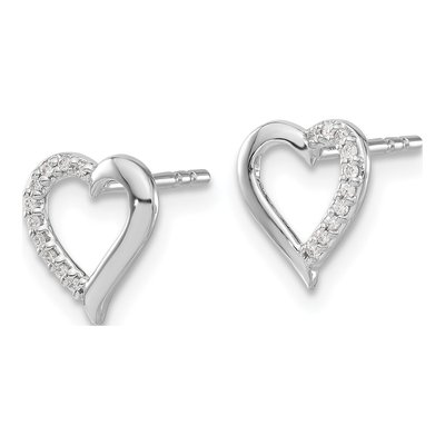 14K White Gold 1/20 ct tw 0.8mm Round Diamond Heart Stud Earrings – view 2