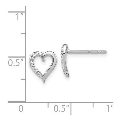 14K White Gold 1/20 ct tw 0.8mm Round Diamond Heart Stud Earrings – view 4