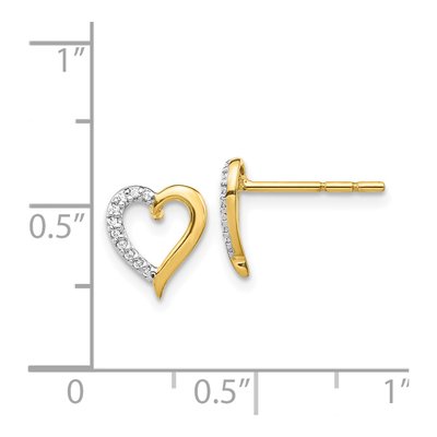 14K Yellow Gold 1/20 ct tw 0.8mm Round Diamond Heart Stud Earrings – view 4