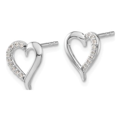 14K White Gold 1/10 ct tw 1mm Round Diamond Heart Stud Earrings – view 2