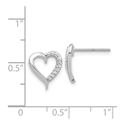 14K White Gold 1/10 ct tw 1mm Round Diamond Heart Stud Earrings – view 4
