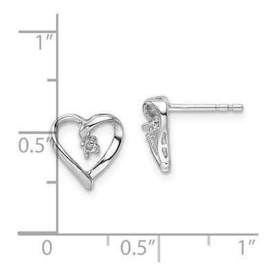 14K White Gold Diamond Heart Earring Mounting – view 3