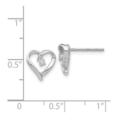 14K White Gold 1/20 ct tw 1.7mm Round Diamond Heart Button Stud Earrings – view 2