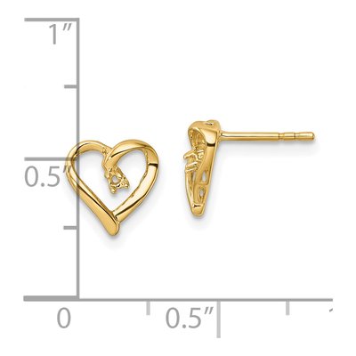 14K Yellow Gold Diamond Heart Earring Mounting – view 3