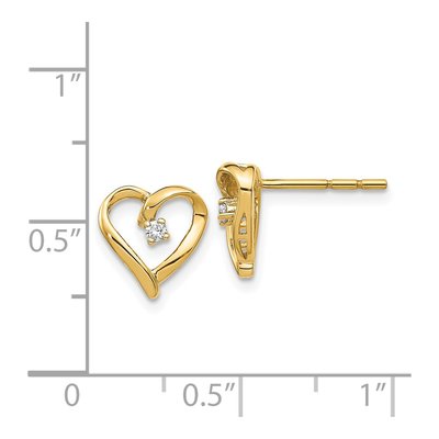 14K Yellow Gold 1/20 ct tw 1.7mm Round Diamond Heart Stud Earrings – view 2