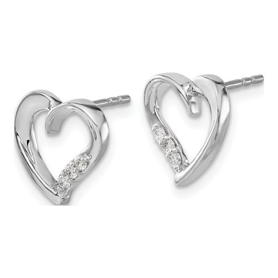 14K White Gold 1/10 ct tw 1.5mm Round Diamond Heart Stud Earrings – view 2