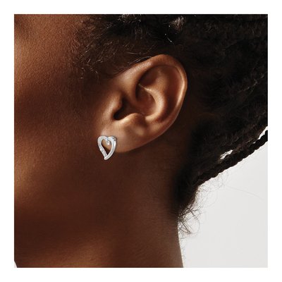 14K White Gold 1/10 ct tw 1.5mm Round Diamond Heart Stud Earrings – view 3