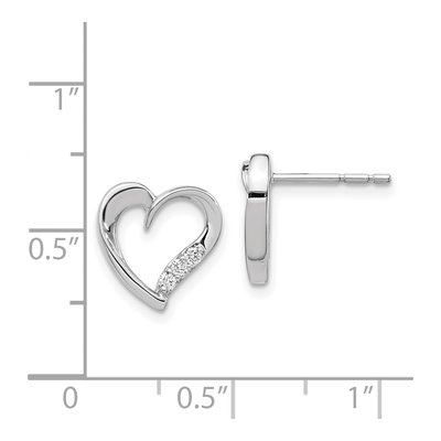 14K White Gold 1/10 ct tw 1.5mm Round Diamond Heart Stud Earrings – view 4