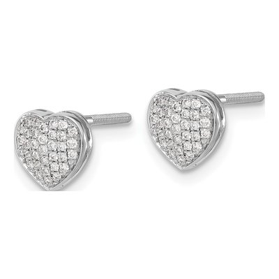 14K White Gold 1/5 ct tw 0.8mm Round Diamond Pave Heart Stud Earrings – view 3