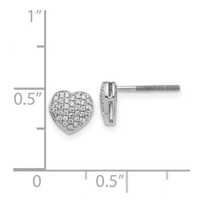 14K White Gold 1/5 ct tw 0.8mm Round Diamond Pave Heart Stud Earrings – view 5
