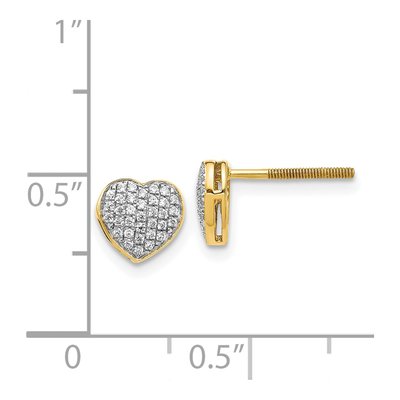 14K Yellow Gold 1/5 ct tw 0.8mm Round Diamond Pave Heart Stud Earrings – view 4