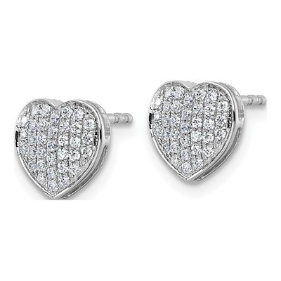 14K White Gold 1/3 ct tw 1mm Round Diamond Heart Stud Earrings – view 3