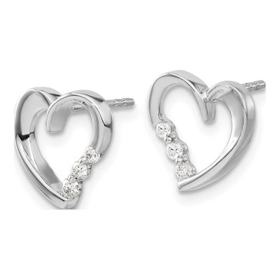 14K White Gold 1/8 ct tw 1.6mm Round Diamond Heart Stud Earrings – view 2