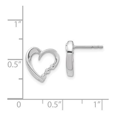14K White Gold 1/8 ct tw 1.6mm Round Diamond Heart Stud Earrings – view 4