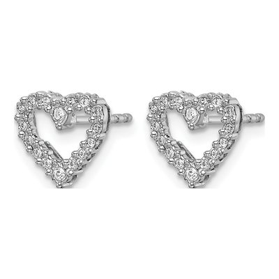 14K White Gold 1/10 ct tw Round Diamond Heart Stud Earrings – view 3