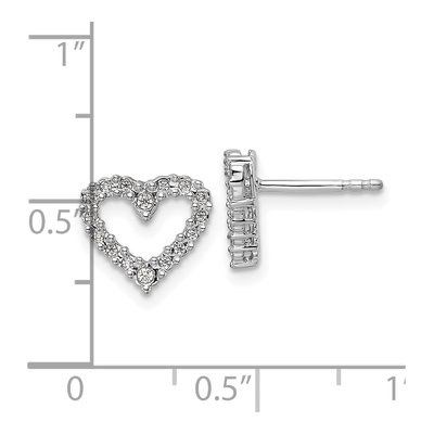 14K White Gold 1/10 ct tw Round Diamond Heart Stud Earrings – view 4
