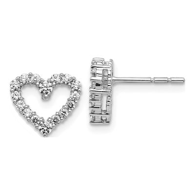 14K White Gold 1/4 ct tw Diamond Heart Stud Earrings