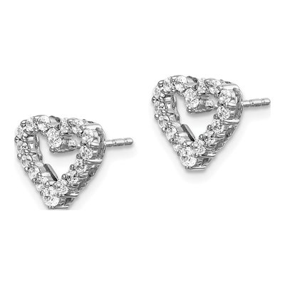 14K White Gold 1/2 ct tw 2mm Round Diamond Heart Stud Earrings – view 3