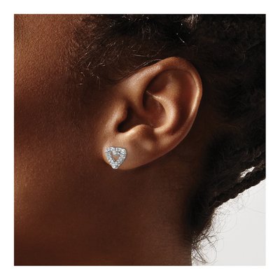 14K White Gold 1/2 ct tw 2mm Round Lab-Grown Diamond Heart Stud Earrings – view 4