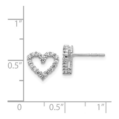 14K White Gold 1/2 ct tw 2mm Round Lab-Grown Diamond Heart Stud Earrings – view 5
