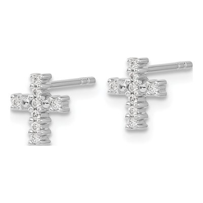 10K White Gold 1/10 ct tw Diamond Cross Stud Earrings – view 2