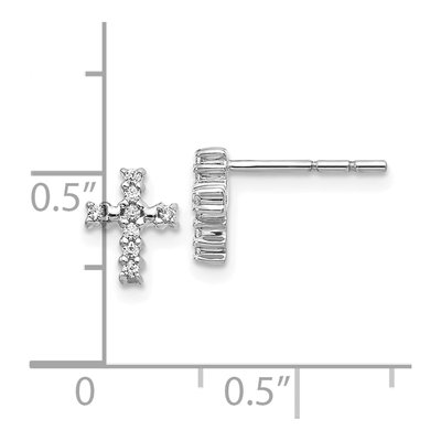 10K White Gold 1/10 ct tw Diamond Cross Stud Earrings – view 4