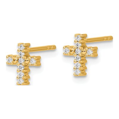 10K Yellow Gold 1/10 ct tw Diamond Cross Stud Earrings – view 2
