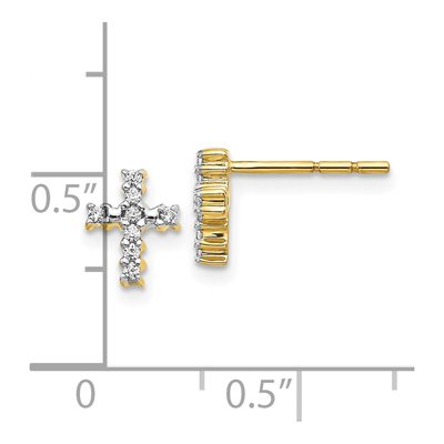 10K Yellow Gold 1/10 ct tw Diamond Cross Stud Earrings – view 4