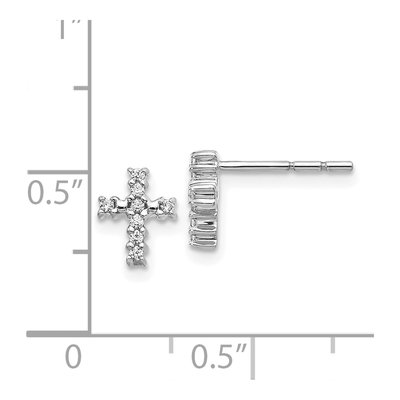 14K White Gold 1/10 ct tw 1.1mm Round Diamond Small Cross Stud Earrings – view 4
