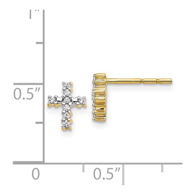 14K Yellow Gold 1/10 ct tw 1.1mm Round Diamond Small Cross Stud Earrings – view 5