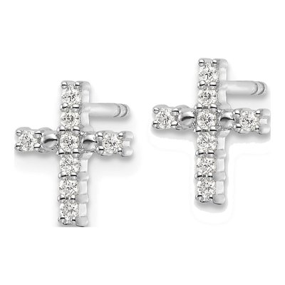 14K White Gold 1/15 ct tw Round Diamond Cross Stud Earrings – view 2