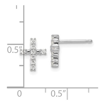 14K White Gold 1/15 ct tw Round Diamond Cross Stud Earrings – view 4