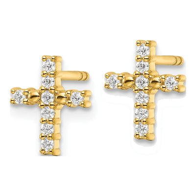 14K Yellow Gold 1/15 ct tw Round Diamond Cross Stud Earrings – view 2