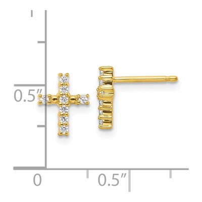 14K Yellow Gold 1/15 ct tw Round Diamond Cross Stud Earrings – view 4