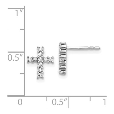14K White Gold 1/5 ct tw 1.4mm Round Diamond Cross Stud Earrings – view 5