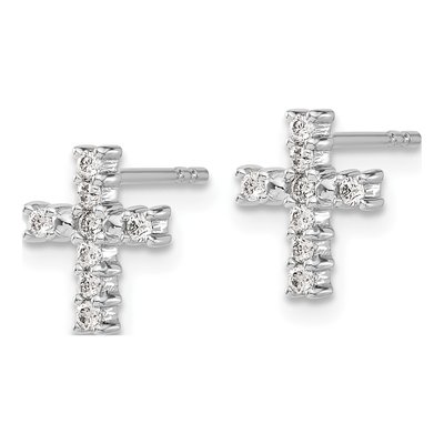 14K White Gold 1/5 ct tw 1.4mm Round Lab-Grown Diamond Cross Stud Earrings – view 3