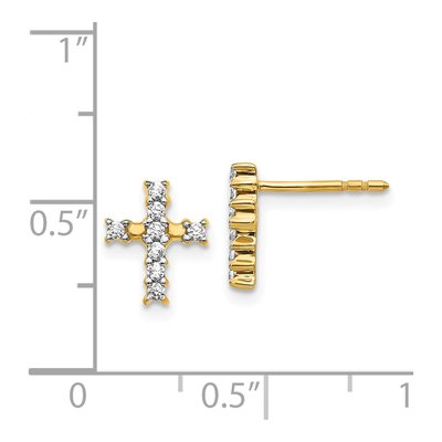 14K Yellow Gold 1/5 ct tw 1.4mm Round Diamond Cross Stud Earrings – view 5